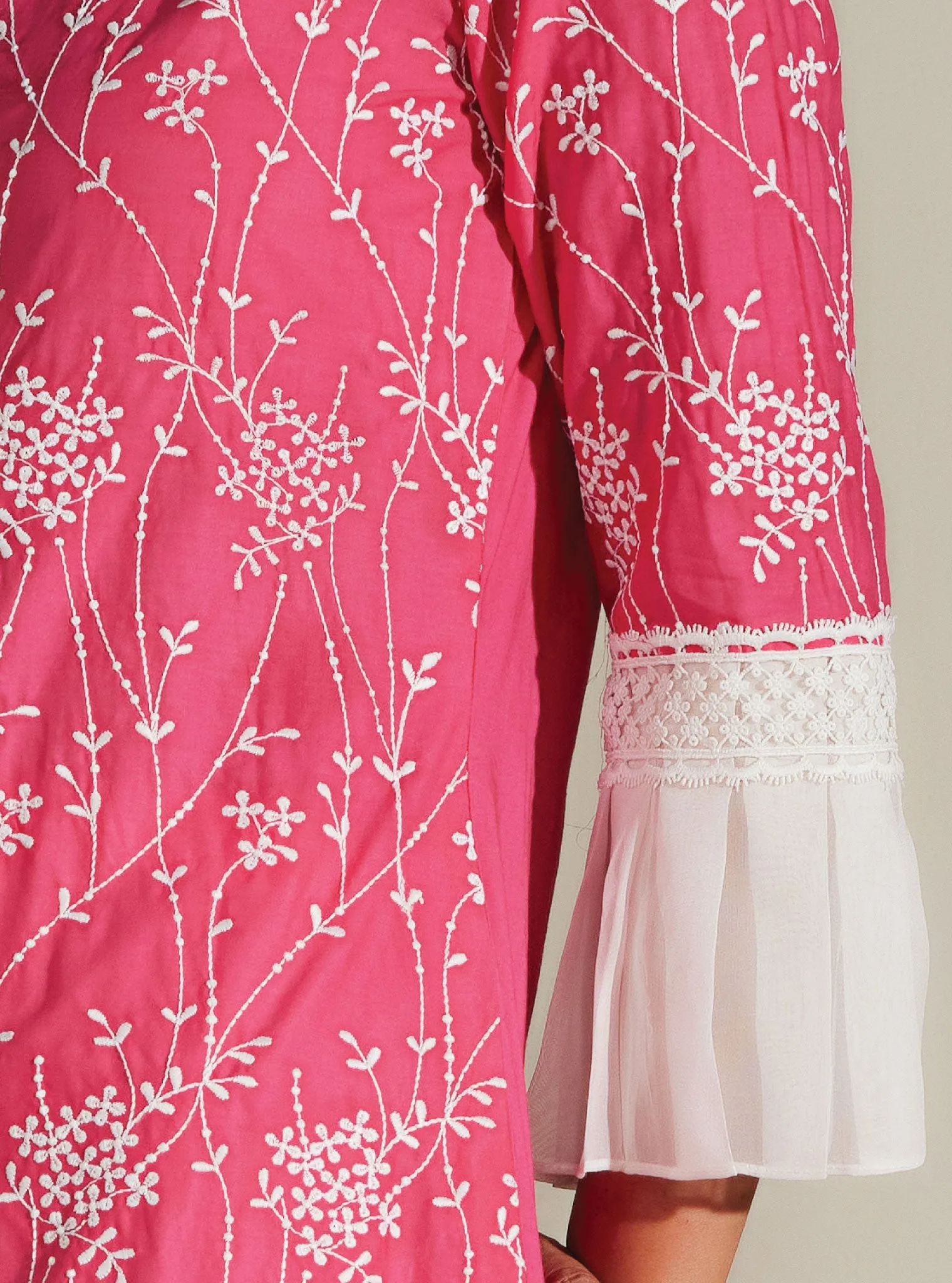 Mulmul Cotton Carmen Pink Kurta