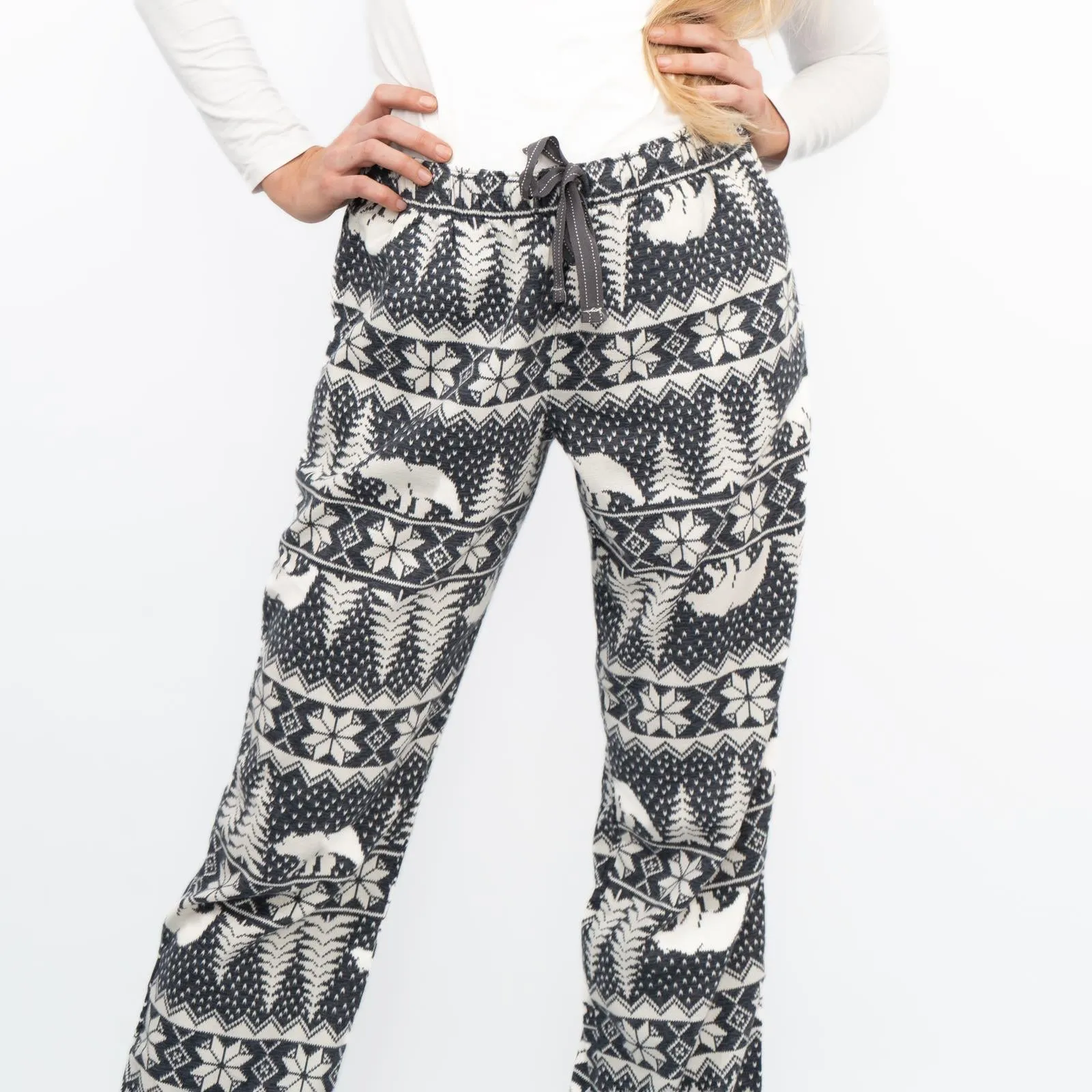 Old Navy Gap Womens Grey Polar Bear Christmas Pyjama Bottoms Elasticated Waist Trousers