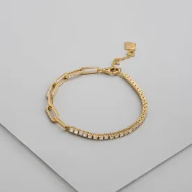 Pave Link Chain 14K Gold Vermeil Tennis Bracelet