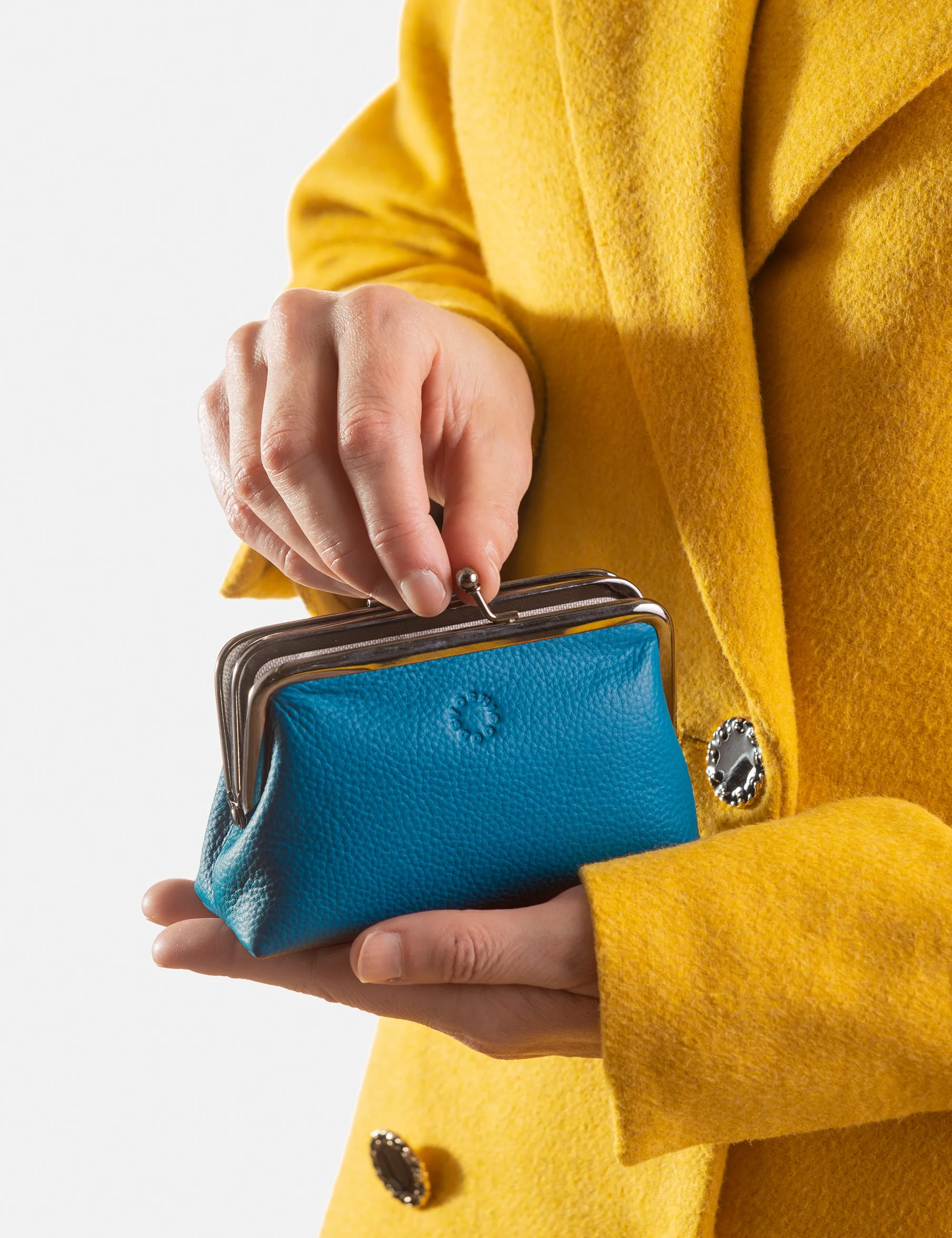 Petrol Blue Leather Aubrey Frame Purse