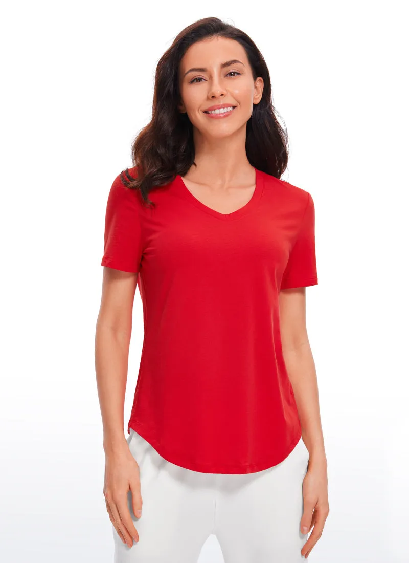 Pima Cotton Yoga Short Sleeves V-Neck