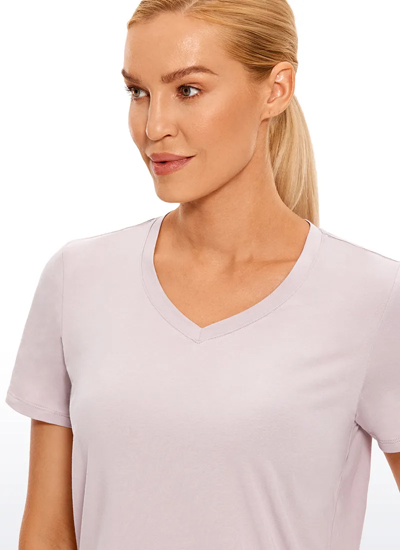 Pima Cotton Yoga Short Sleeves V-Neck