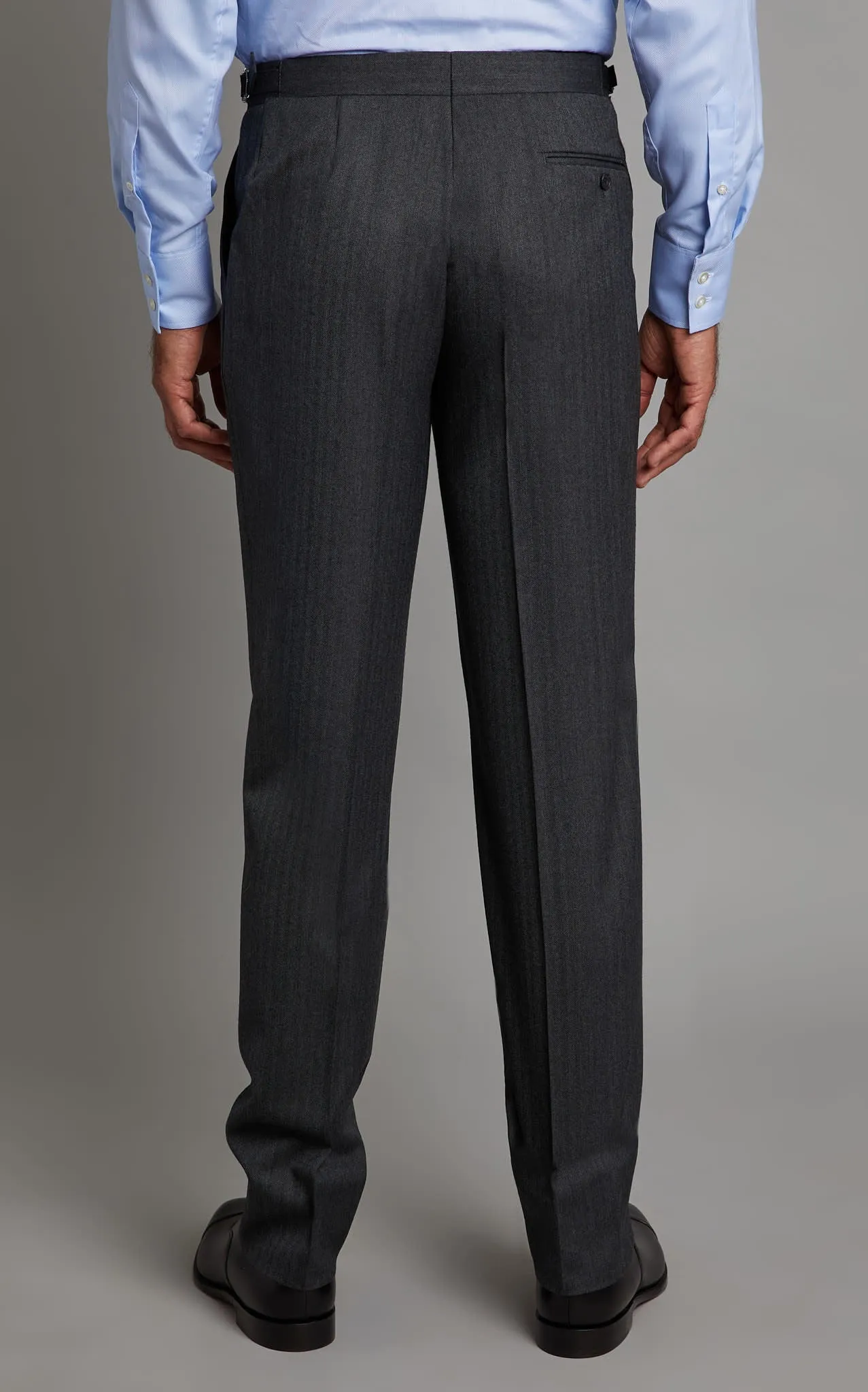 Pleated Suit Pants - Grey Herringbone