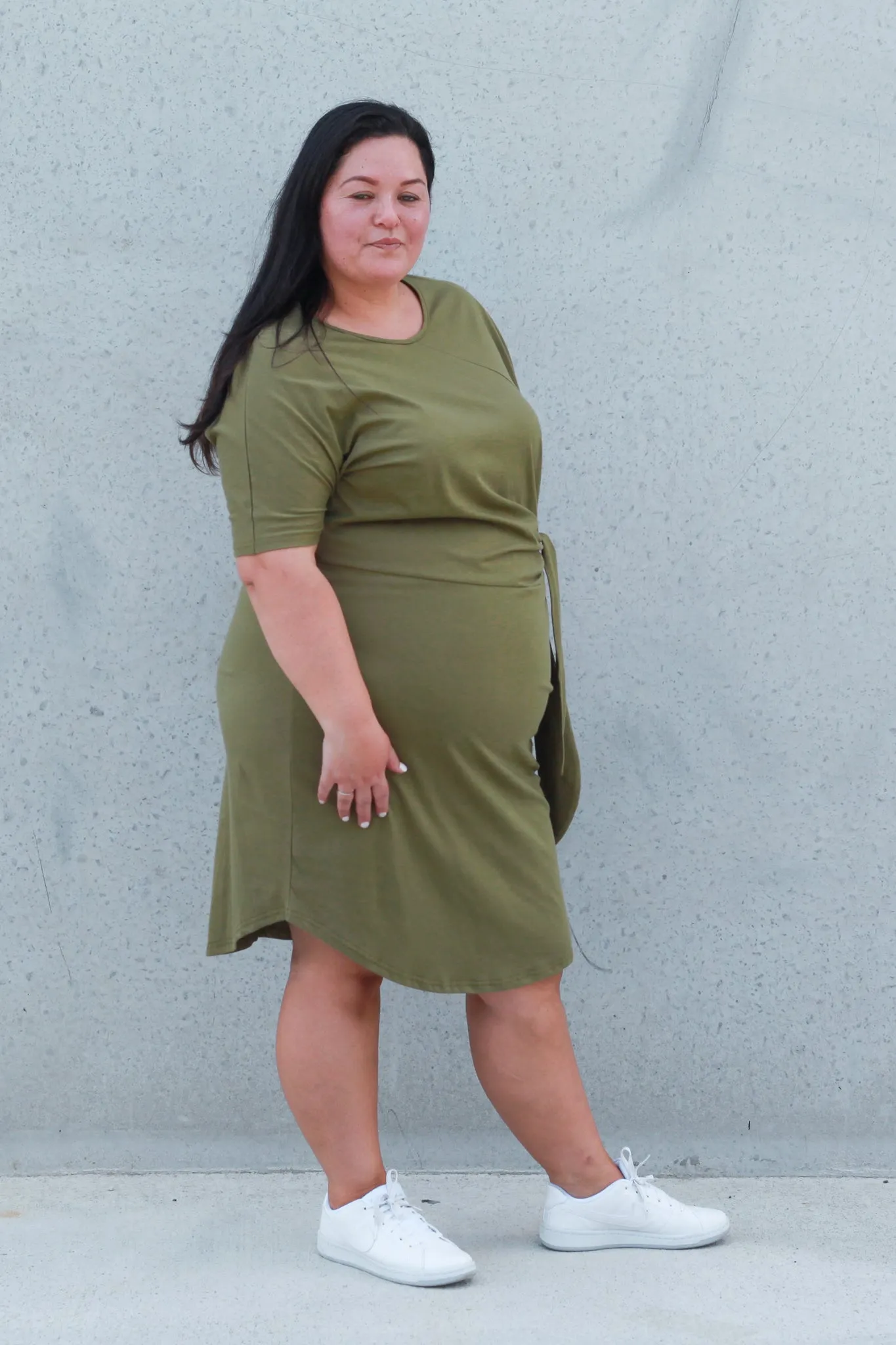 *SADIE SIDE KNOT DRESS ARMY GREEN