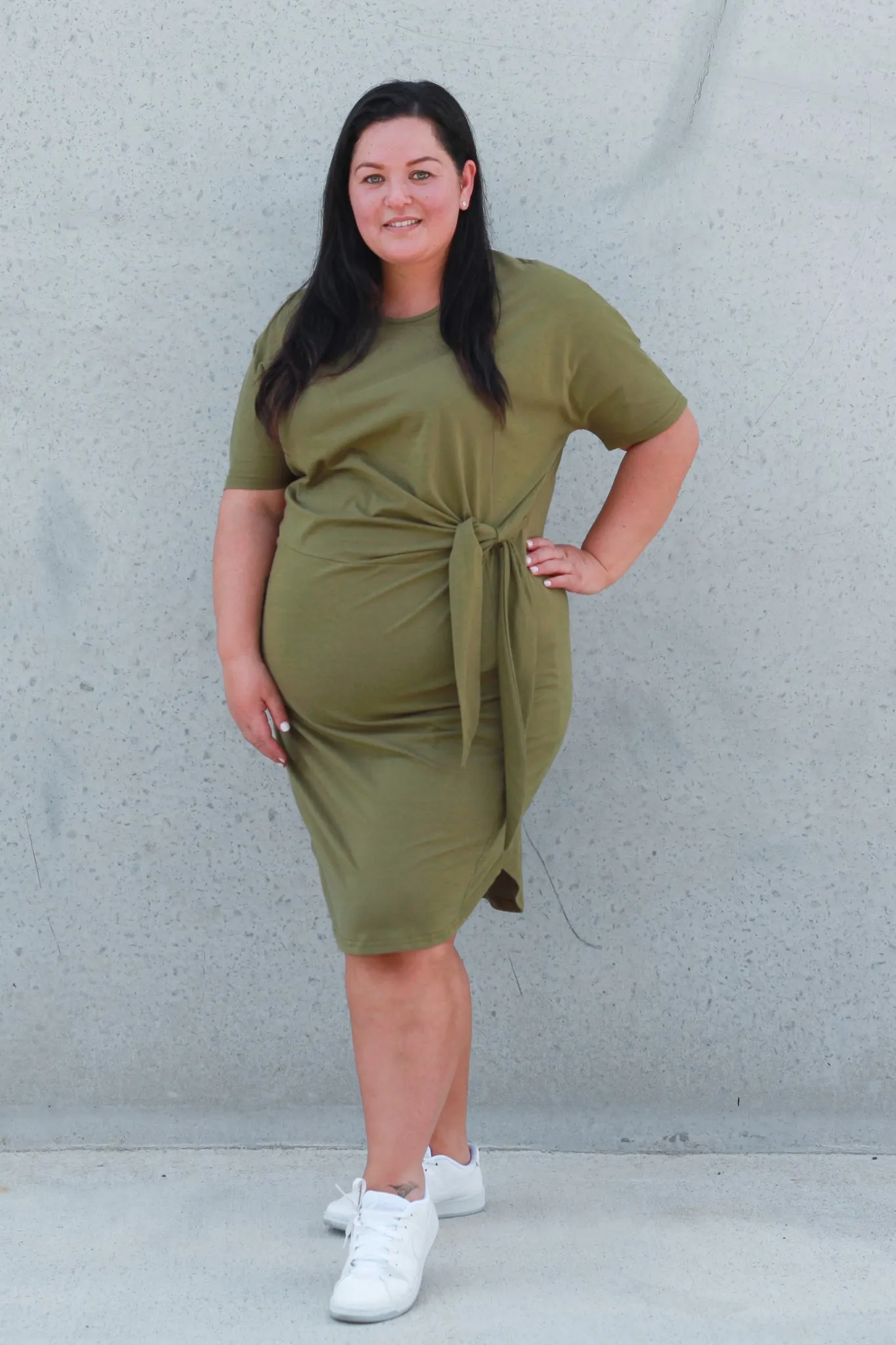 *SADIE SIDE KNOT DRESS ARMY GREEN