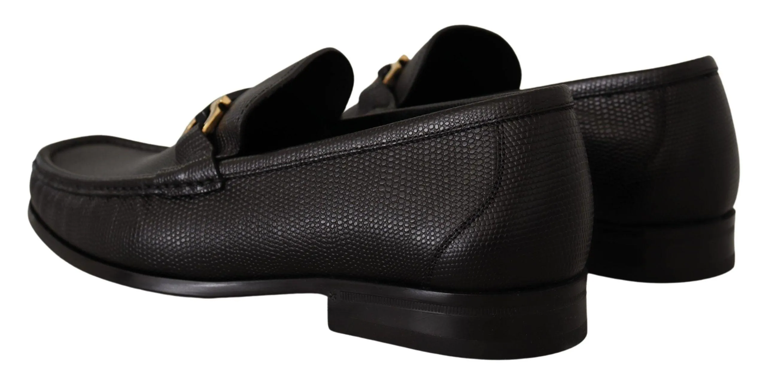 Salvatore Ferragamo Black Calf Leather Moccasins Loafers Shoes