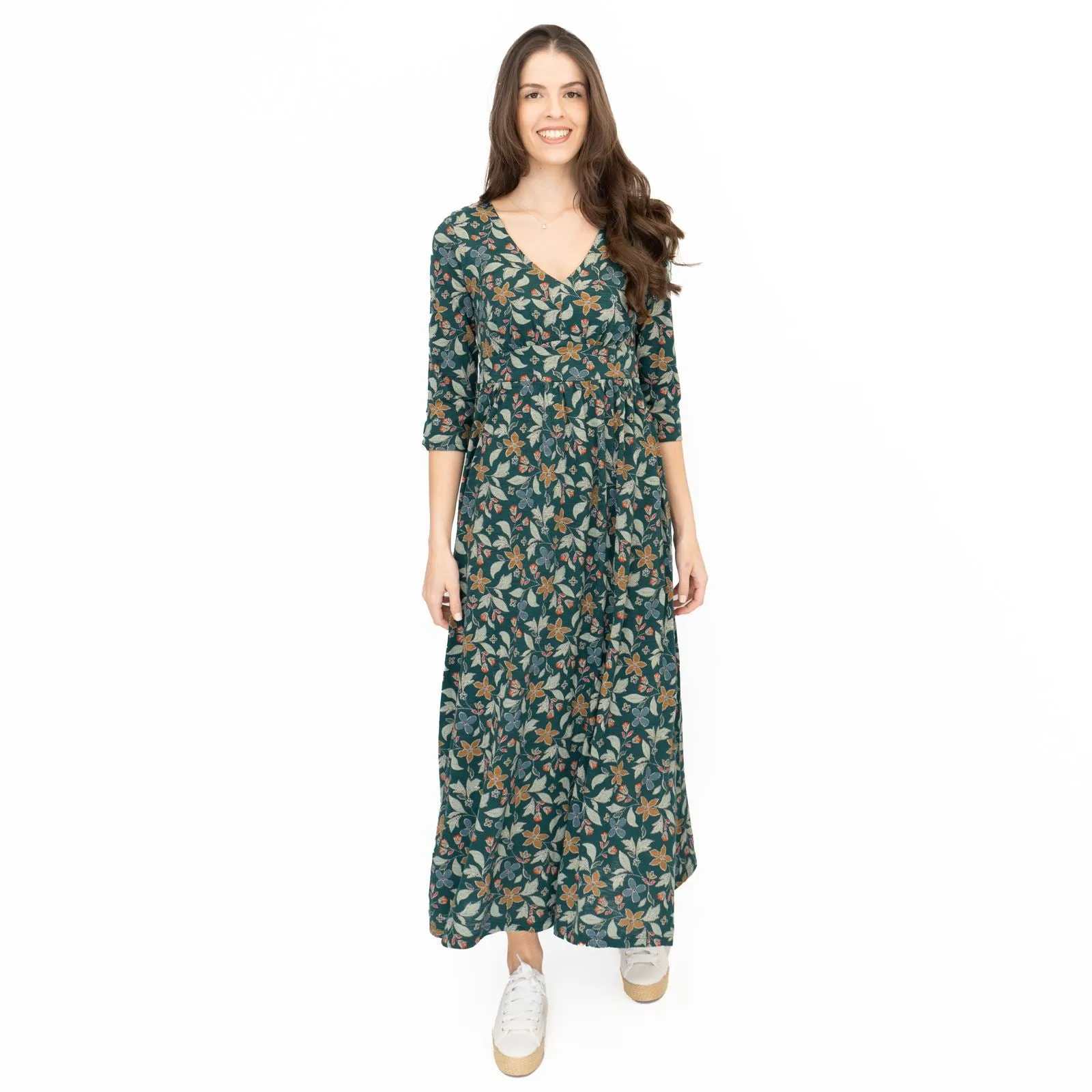 Seasalt Maggie Maxi Dress Green Stitched Clematis Lotch