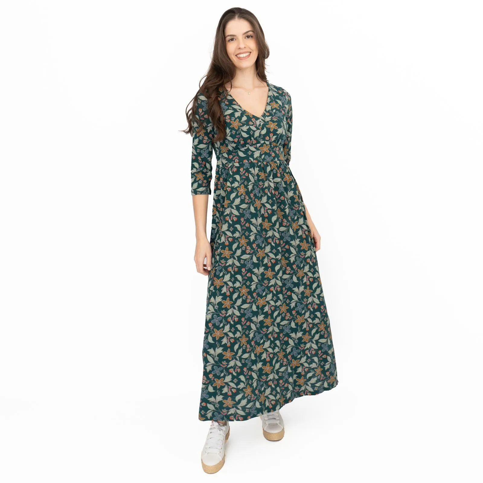 Seasalt Maggie Maxi Dress Green Stitched Clematis Lotch