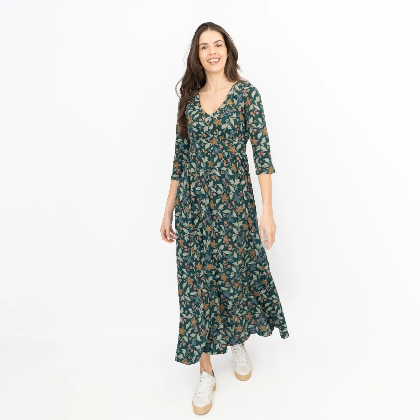 Seasalt Maggie Maxi Dress Green Stitched Clematis Lotch