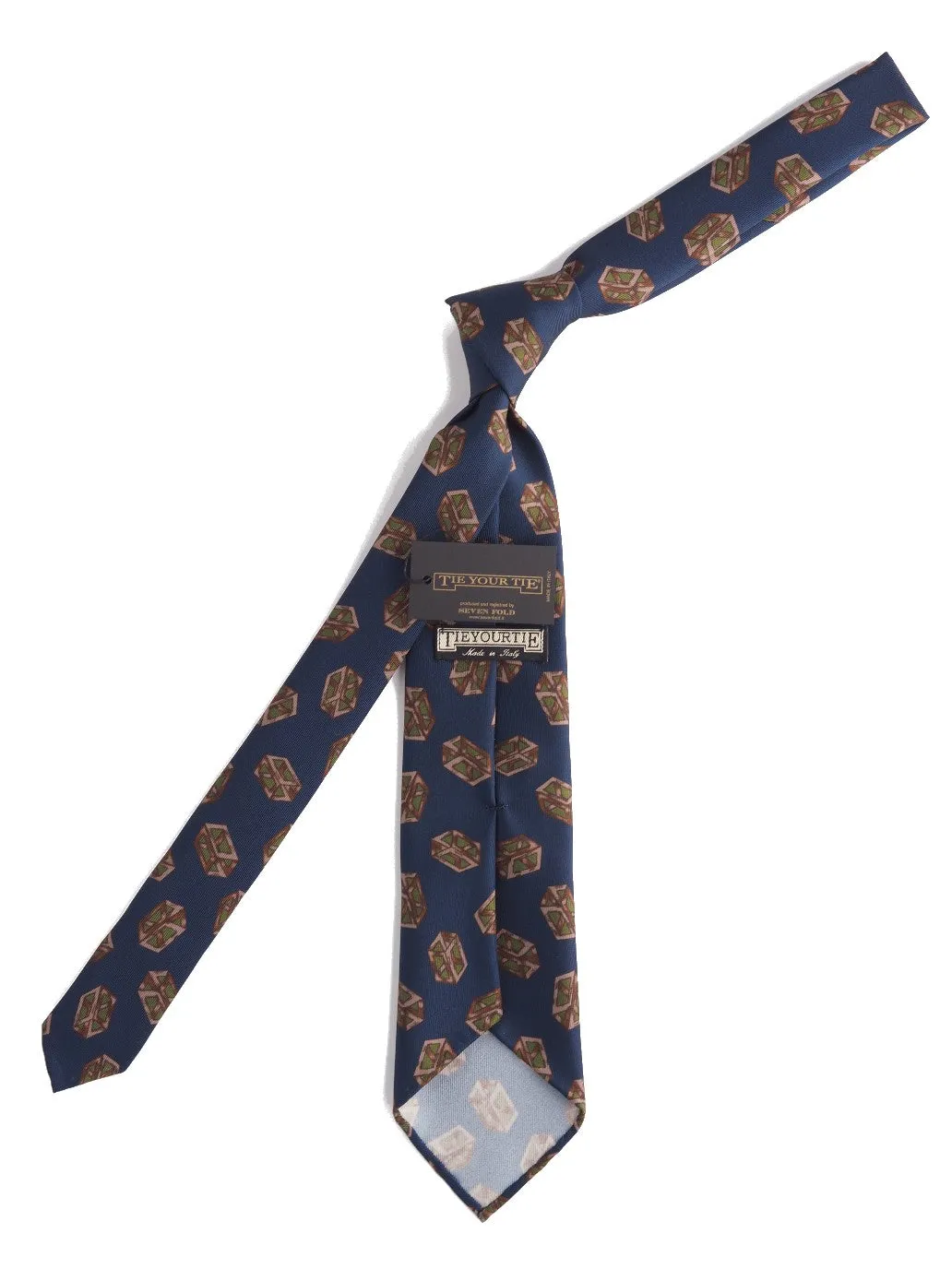 Silk Tie Quader Navy