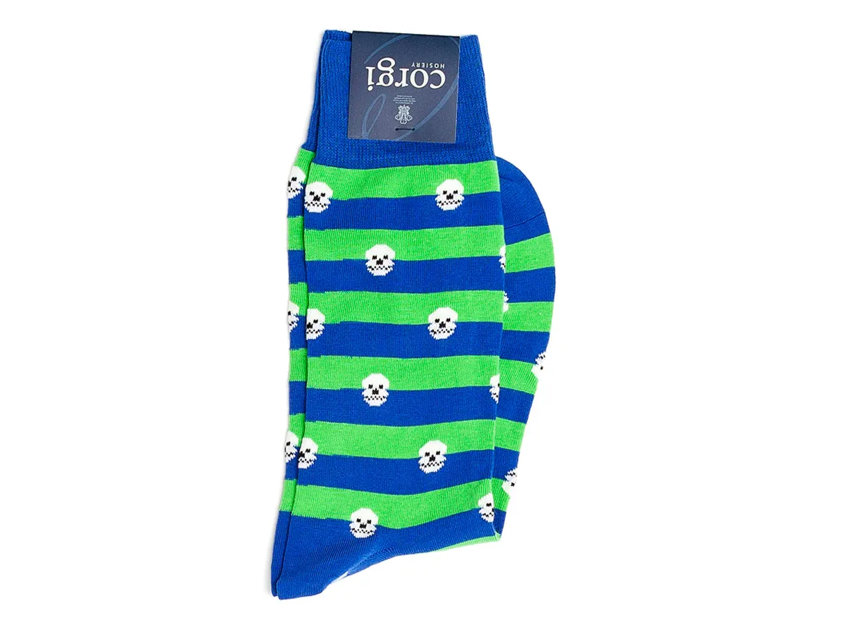 Skull Stripe Socks Blue Green