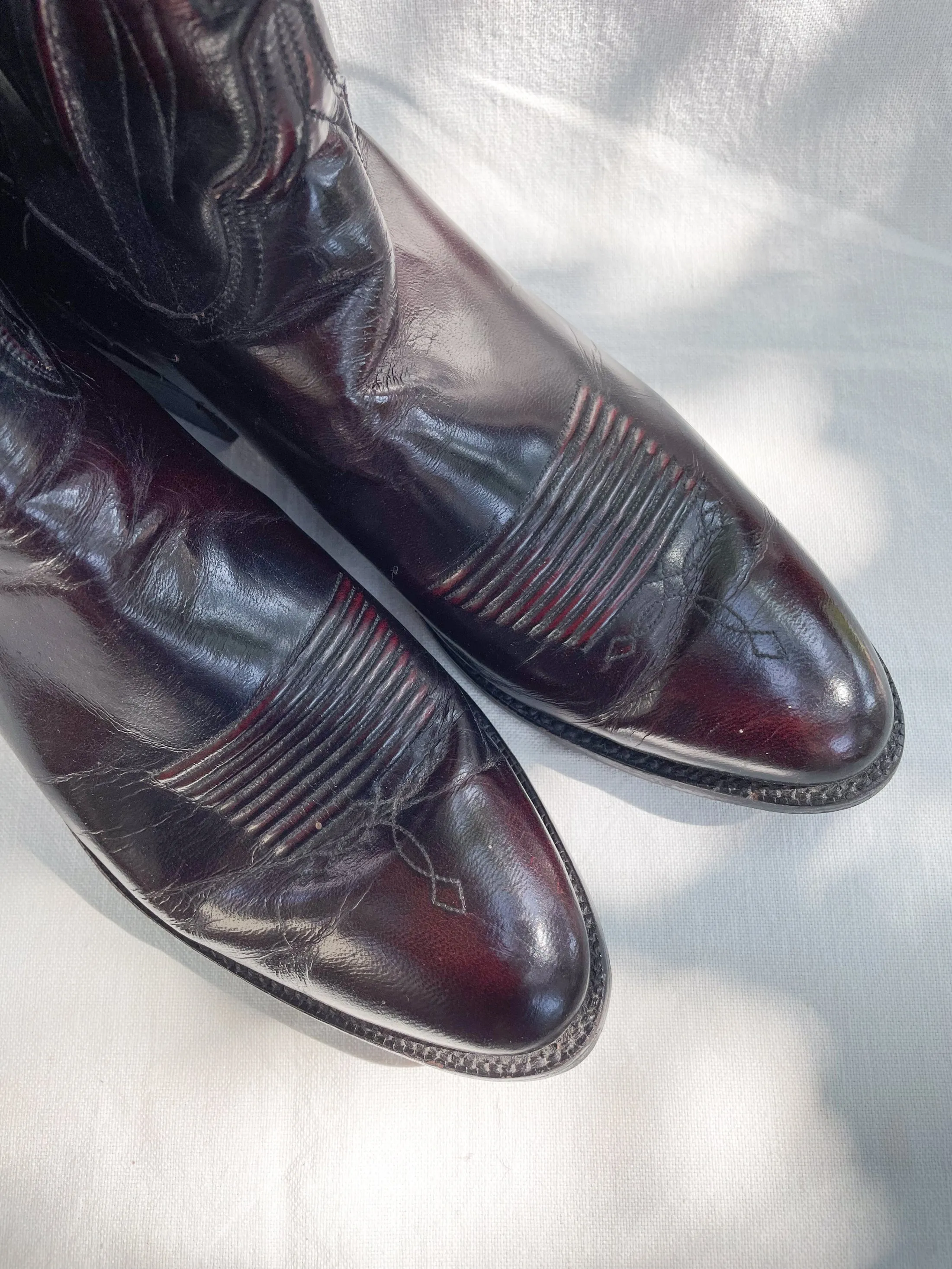 SOLD Vintage Lucchese Handmade Santini Goat 'Gavin' Boots, Black Cherry Size 12D