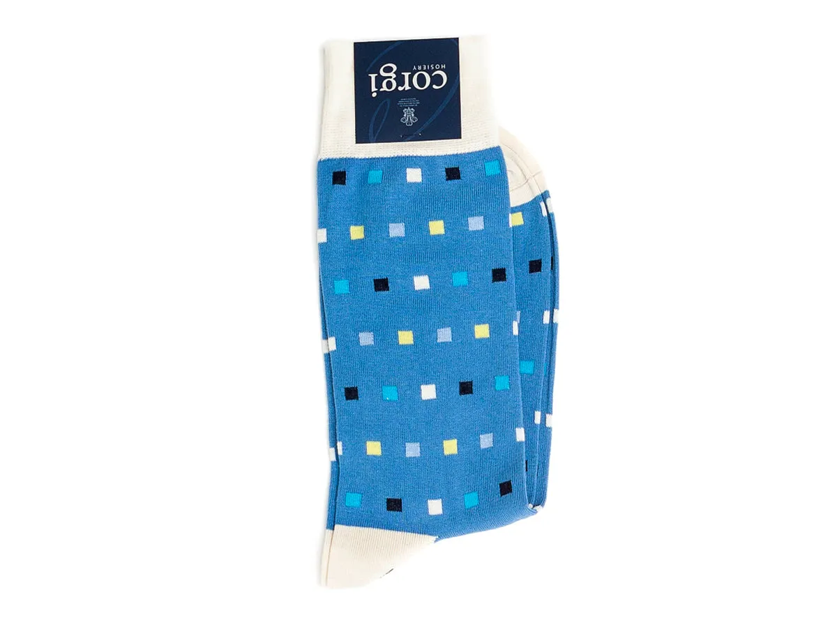 Square Dot Socks Blue