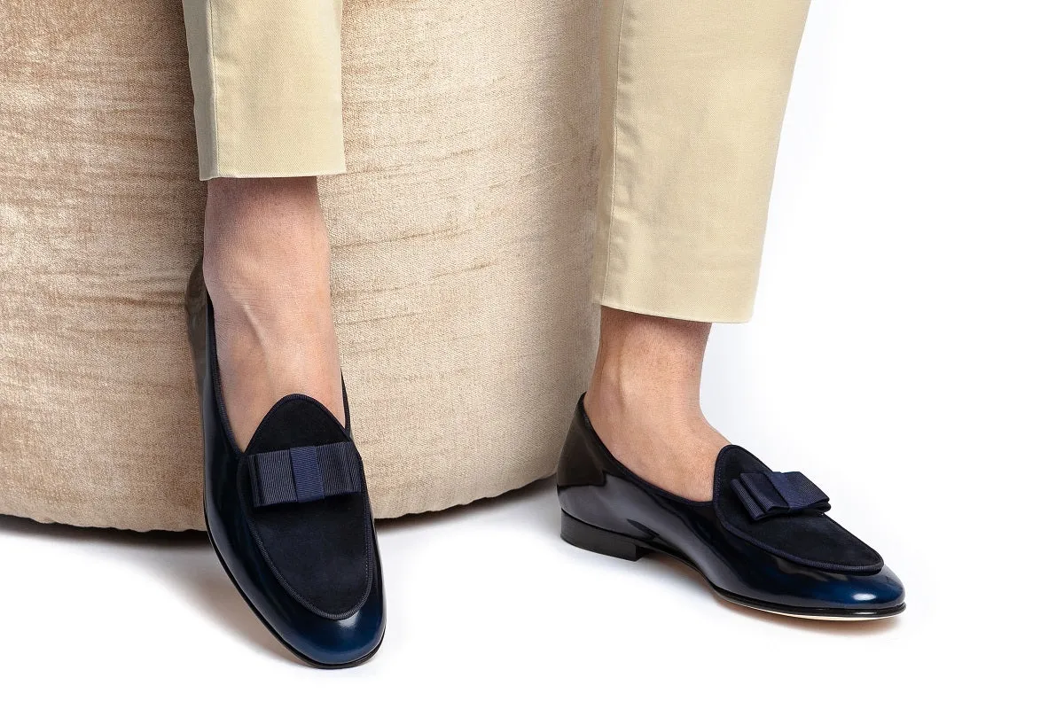 TANGERINE 3 BRUSHED NAVY BELGIAN LOAFERS