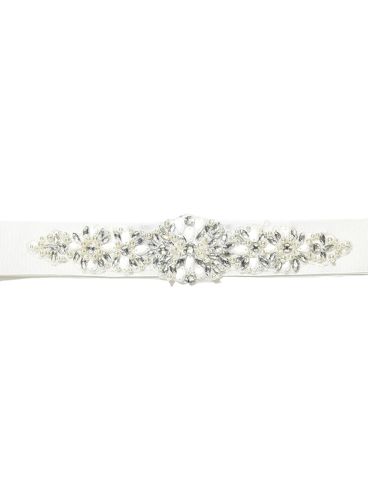 Tara Ivory Beaded Ribbon Belt