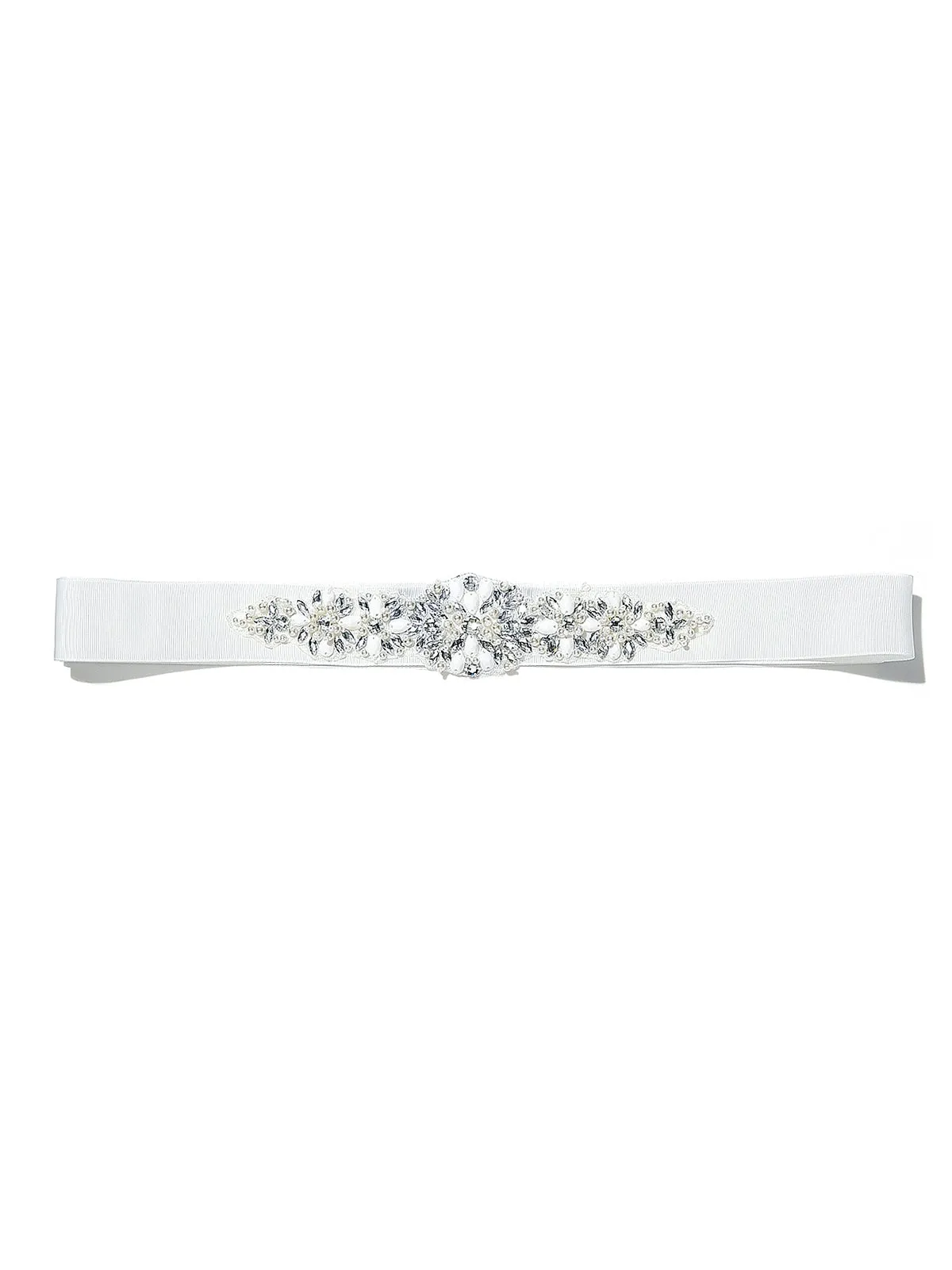 Tara Ivory Beaded Ribbon Belt