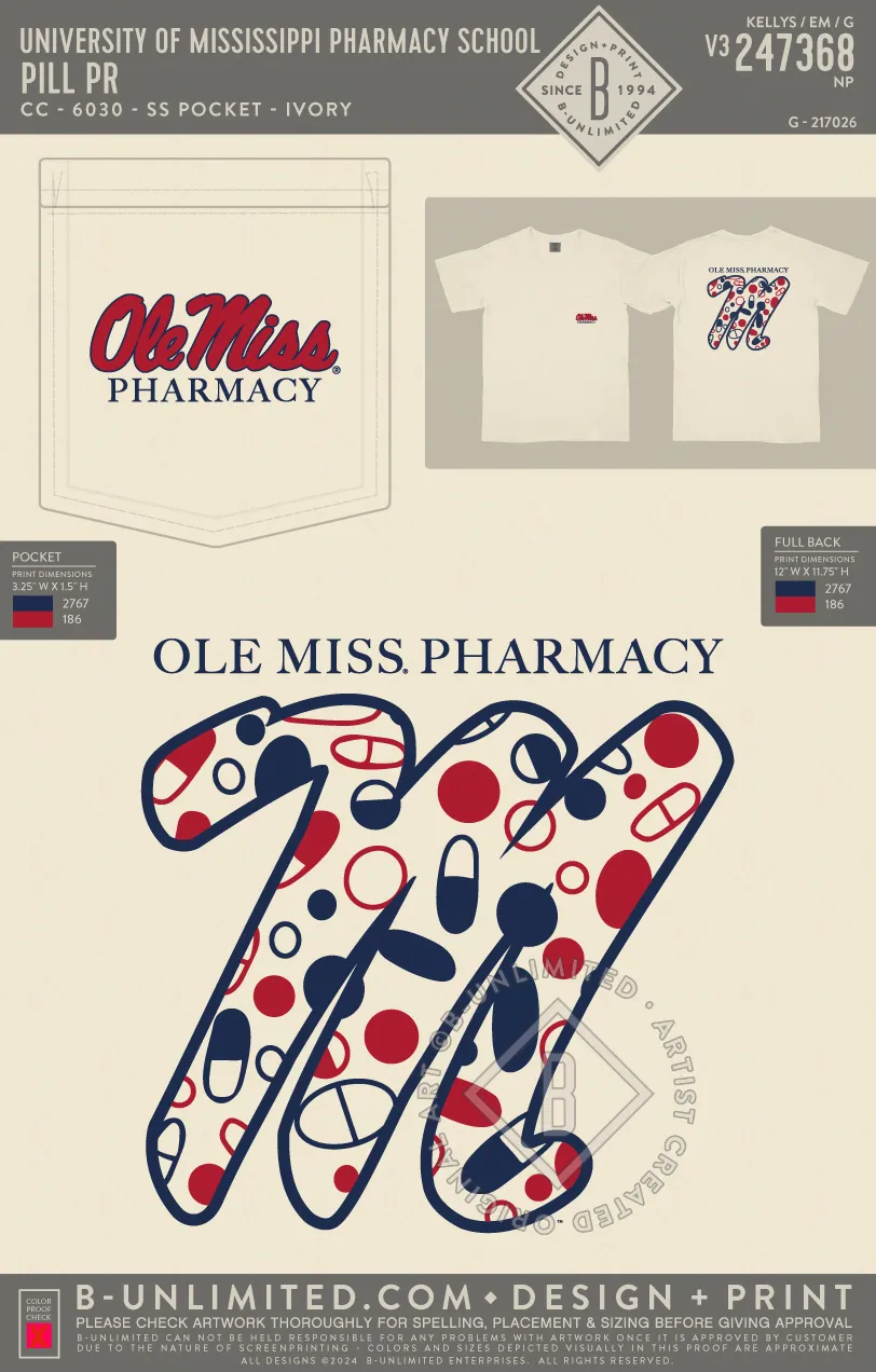 University of Mississippi Pharmacy School - Pill PR - CC - 6030 - SS Pocket - Ivory