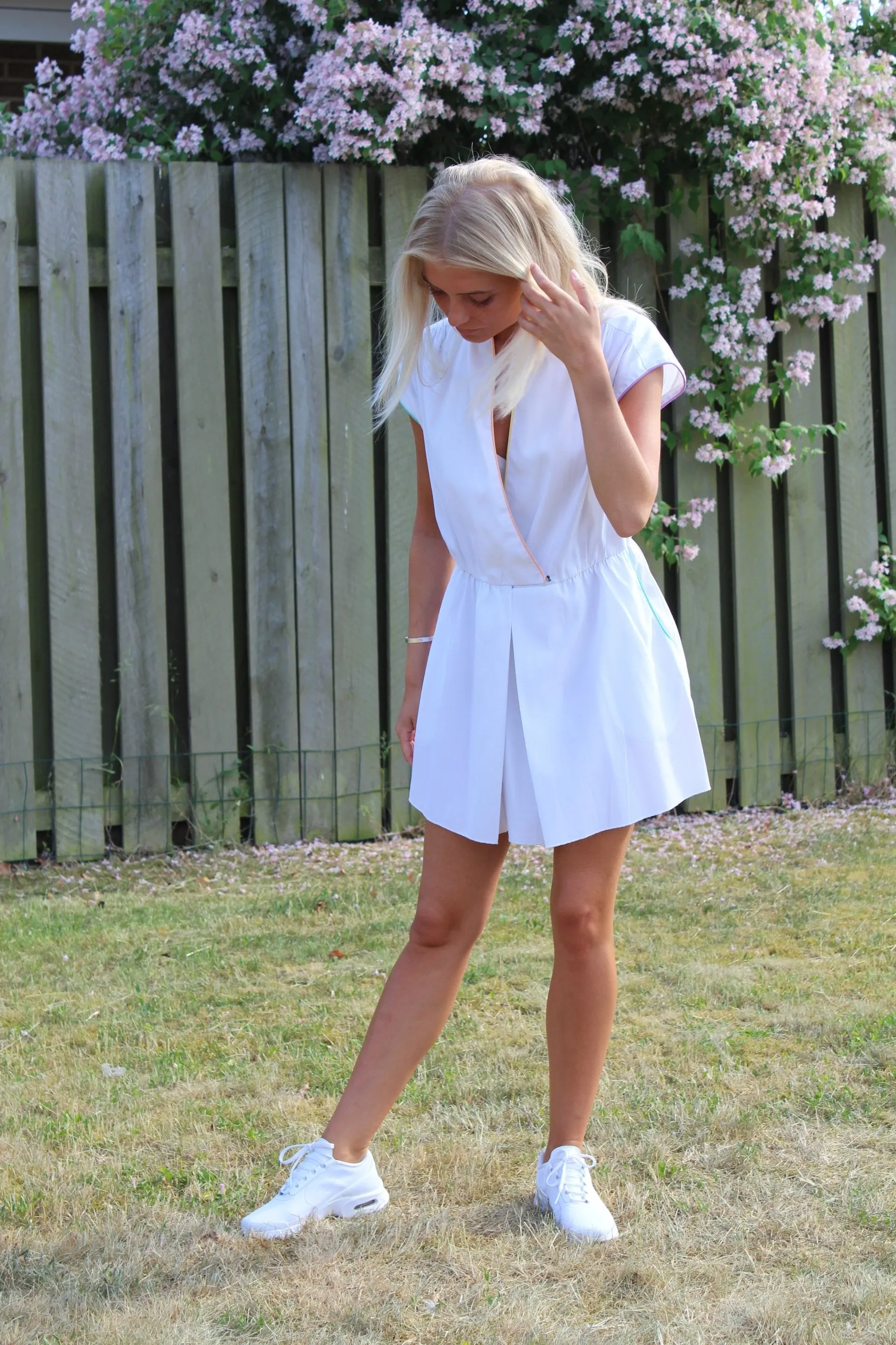 White Tennis Dress With Pastel Trim