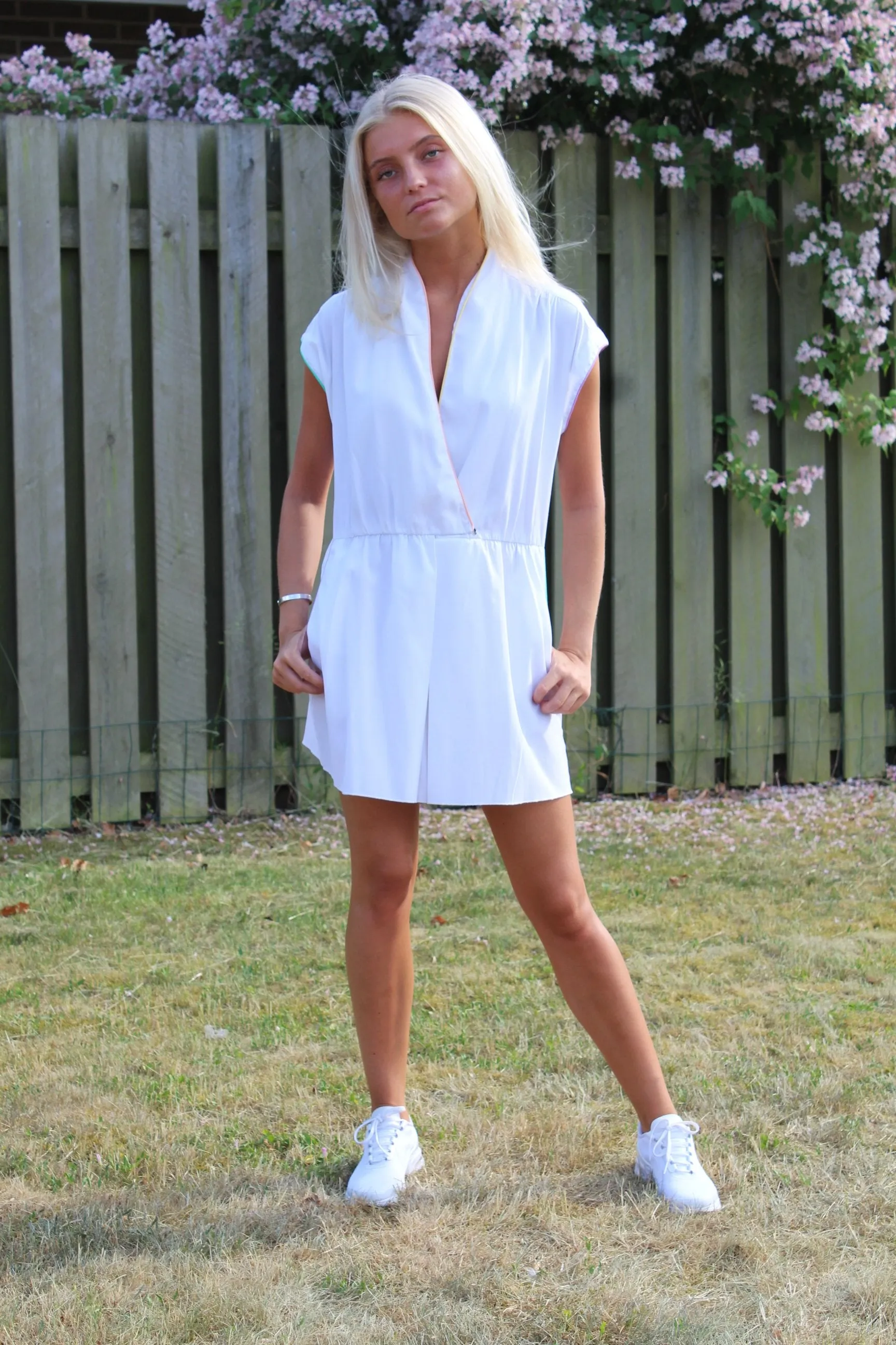 White Tennis Dress With Pastel Trim